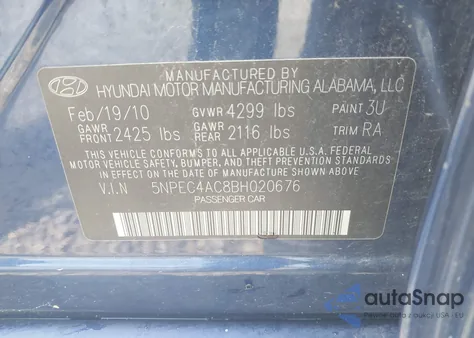 2011 Hyundai Sonata Limited from USA, damaged, VIN 5NPEC4AC8BH020676